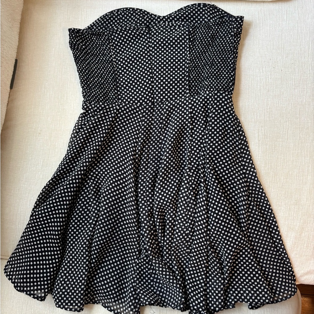 ZARA Elegant Black and White Polka Dot Mini Dress